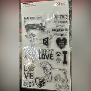 Dog-Themed Clear Stamps Set - Black and White- New